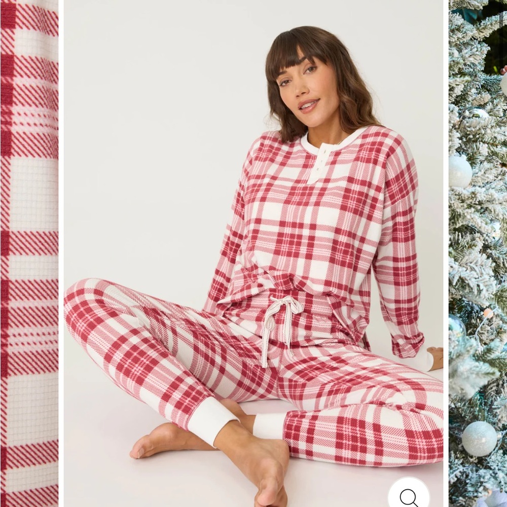 NWT Christmas pj salvage Full Of Holiday Spirit Plaid Velour PJ Set in large
